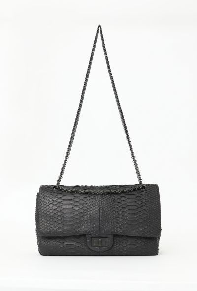 Chanel Matte Python 2.55 Jumbo  So Black Flap Bag - 2