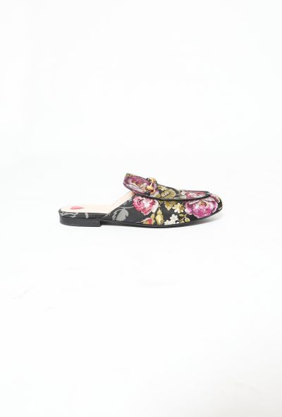                                         Floral Embroidered Horsebit Mules -1