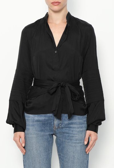 Gucci Tom Ford S/S 2003 Belted Silk Blouse - 1 Gucci Tom Ford S/S 2003 Belted Silk Blouse - 1