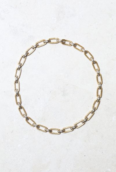                                         Vintage 18k Gold &amp; Diamond Chainlink Necklace-1