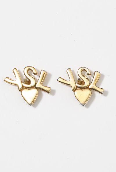 Saint Laurent Signature Logo Heart Earrings - 1