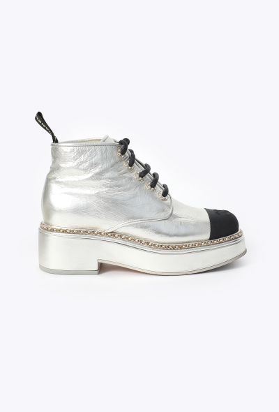Chanel Metallic 'CC' Combat Boots - 1
