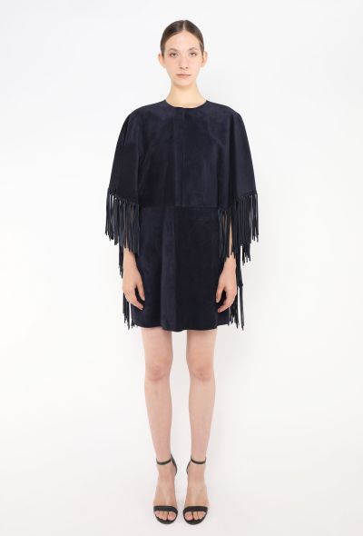 Valentino S/S 2014 Suede Fringe Cape Dress - 2