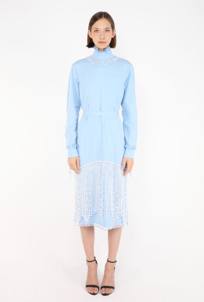 Prada Hand-Beaded Fringe Poplin Dress, F/W 2020 - 2