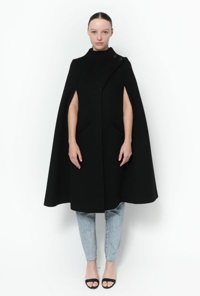                             Flared Wool Button Cape - 1