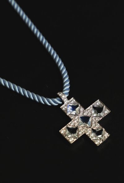 Modern Designers Mathon 18K Gold, Moonstone and Diamond Cross Necklace - 2