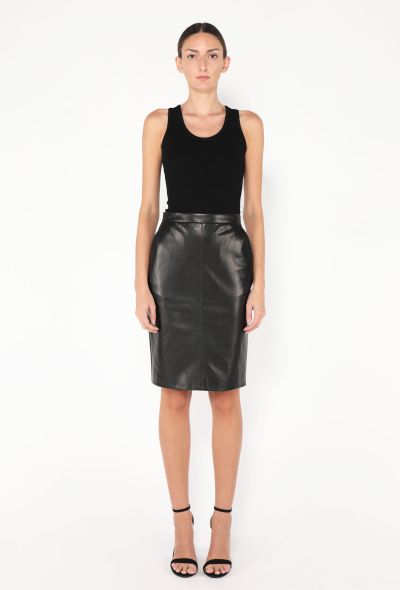 Saint Laurent 2024 Lambskin Pencil Skirt - 2