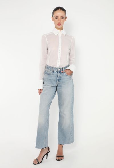 Chanel 2005 Pearl Button Voile Blouse - 2 Chanel 2005 Pearl Button Voile Blouse - 2