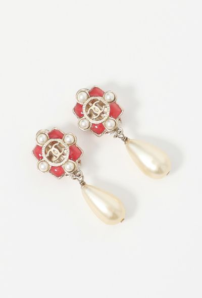 Chanel Pearl Drop 'CC' Clip Earrings - 2
