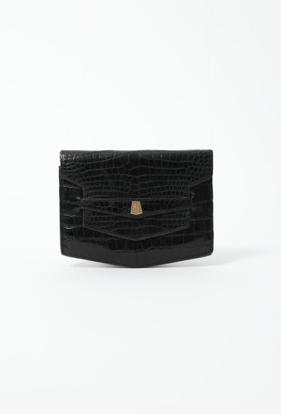Hermès 1940s Black Porosus Clutch - 1