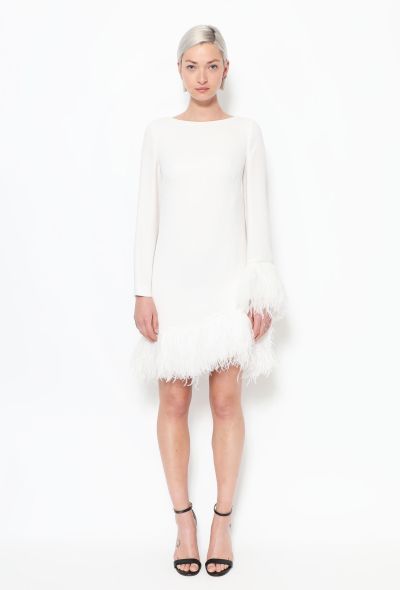                            Ostrich Feather Trim Silk Dress - 1