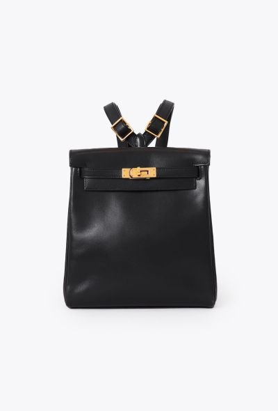 Hermès Vintage Black Box Kelly Ado 20 Backpack - 1 Hermès Vintage Black Box Kelly Ado 20 Backpack - 1