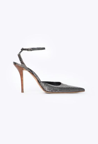 Helmut Lang Early 2000s Metallic Python Pumps - 1
