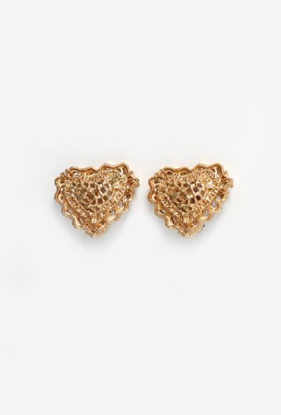Christian Lacroix '90s Sculpted Heart Clip Earrings - 1 Christian Lacroix '90s Sculpted Heart Clip Earrings - 1