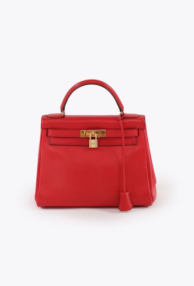 Hermès Vintage Rouge Vif  Gulliver Kelly Retourné 28 - 1