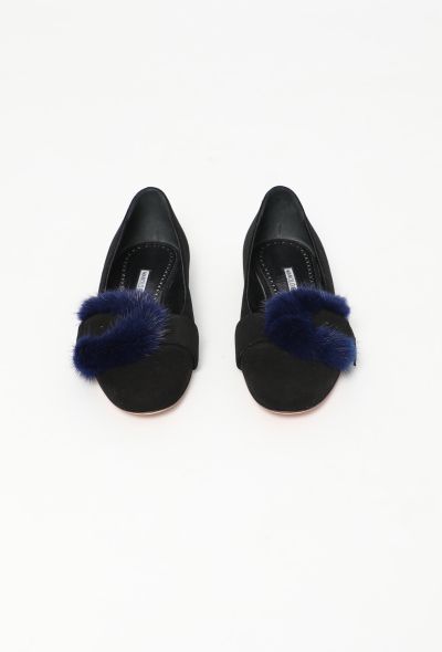 Manolo Blahnik 2023 Mink Fur Buckle Flats - 2 Manolo Blahnik 2023 Mink Fur Buckle Flats - 2