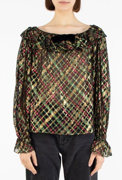 Saint Laurent Rare F/W 1980 Lamé Ruffled Blouse - 1