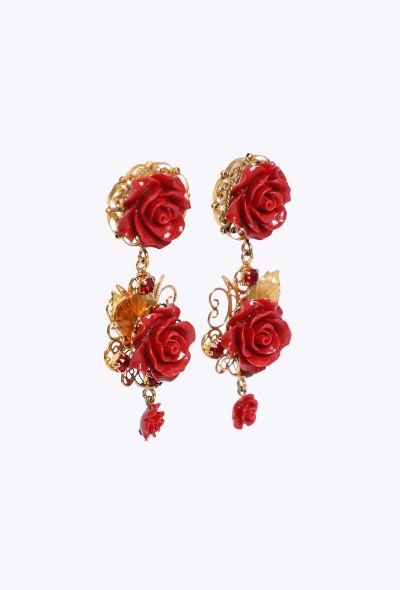 Dolce & Gabbana Rose Pendant Clip-On Earrings - 2