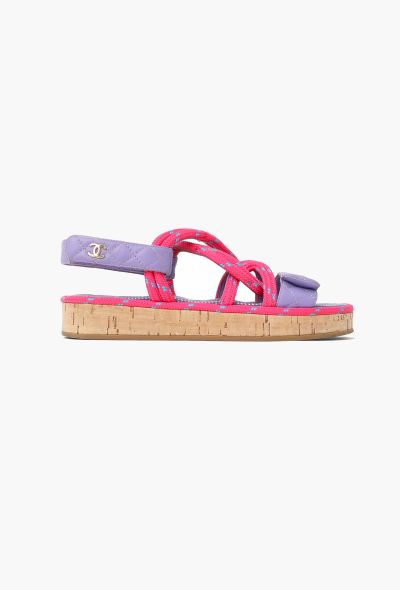 Chanel 2021 Quilted 'CC' Cord Sandals - 1 Chanel 2021 Quilted 'CC' Cord Sandals - 1