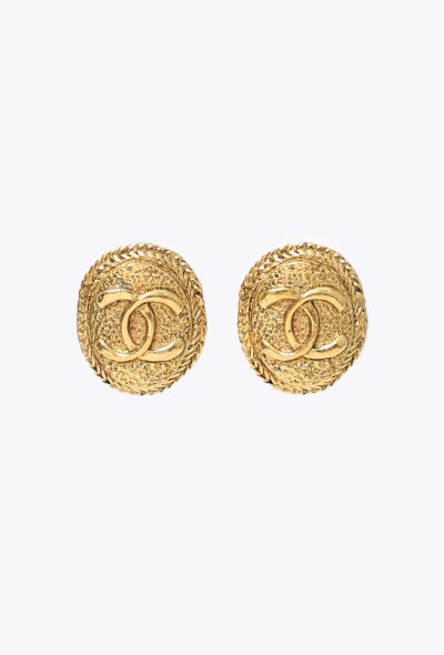 Chanel Vintage Embossed Clip Earrings - 1
