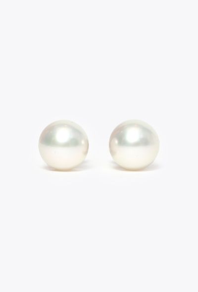 Modern Fine Jewelry 18K White Gold & Pearl Stud Earrings - 1