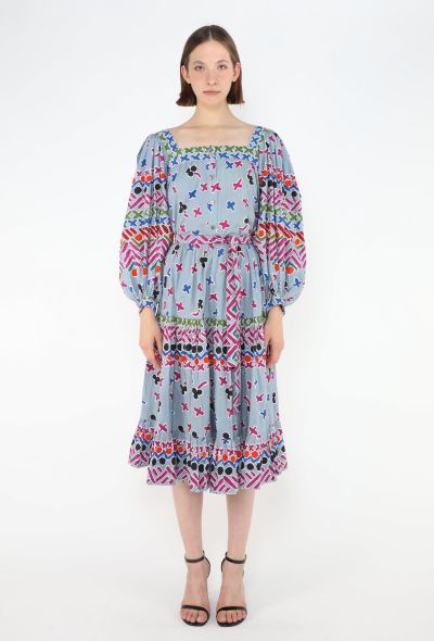 Saint Laurent 1979 Belted Printed Peasant Ensemble - 1 Saint Laurent 1979 Belted Printed Peasant Ensemble - 1