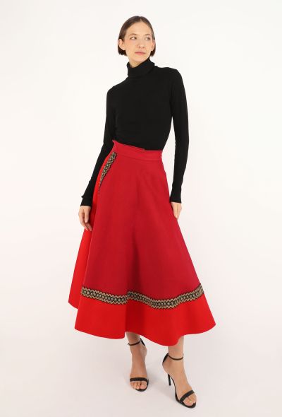 Lanvin Embroidered Flared Wrap Skirt, 1950s - 1