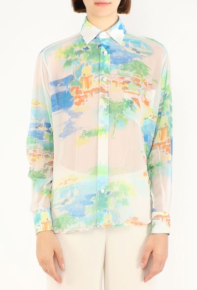 Céline Beach Printed Silk Blouse, 2022 - 2