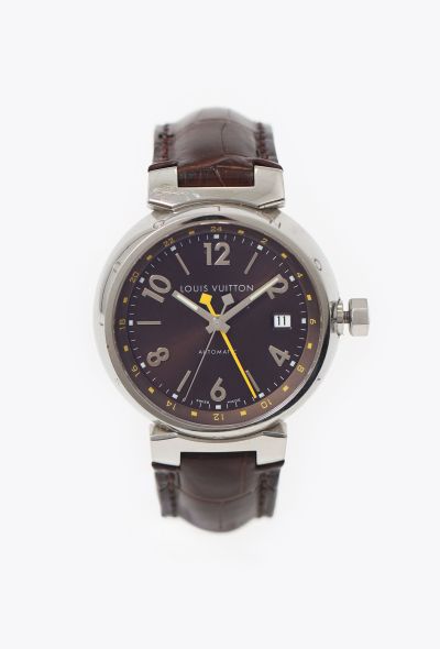 Louis Vuitton Steel Tambour GMT Q1131 Watch - 1 Louis Vuitton Steel Tambour GMT Q1131 Watch - 1