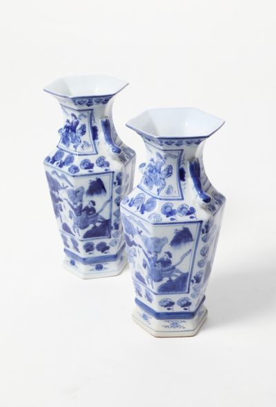                             Antique Porcelain Painted Vase Set - 2