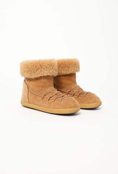 Chanel 2022 Shearling Chainlink 'CC' Boots - 2 Chanel 2022 Shearling Chainlink 'CC' Boots - 2