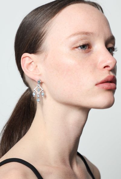                             Platinum, Blue Topaz & Diamond Chandelier Earrings - 2