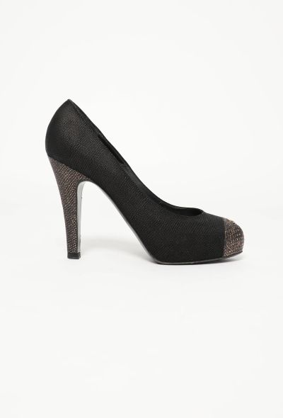 Chanel Textured Leather 'CC' Pumps - 1 Chanel Textured Leather 'CC' Pumps - 1