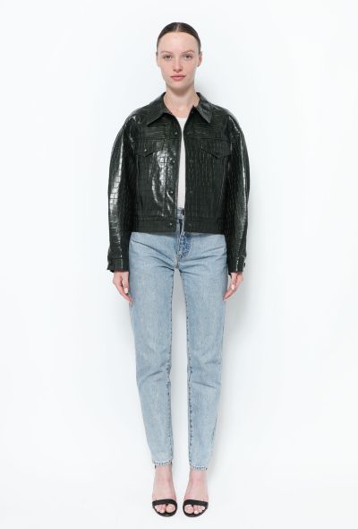                                         2022 Cropped Embossed Leather Jacket-2