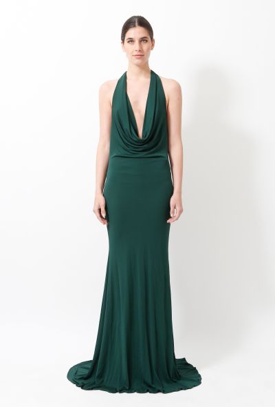                             Draped Halter Jersey Gown - 1