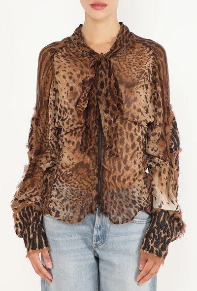 Saint Laurent Leopard Beaded Silk Blouse, S/S 2002 - 1