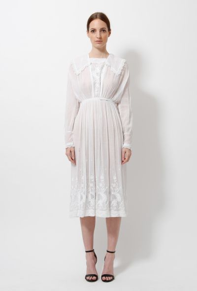                                         Cotton Lace Embroidered Dress -1