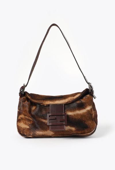 Fendi RARE Double Flap Pony Hair Baguette Bag - 1