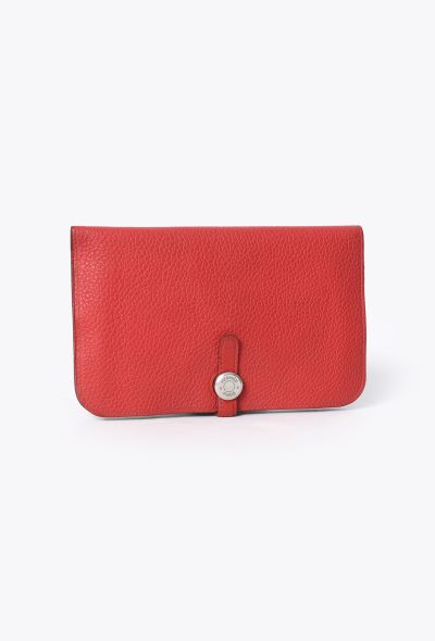 Hermès Red Taurillon Clémence Dogon GM Wallet - 2 Hermès Red Taurillon Clémence Dogon GM Wallet - 2