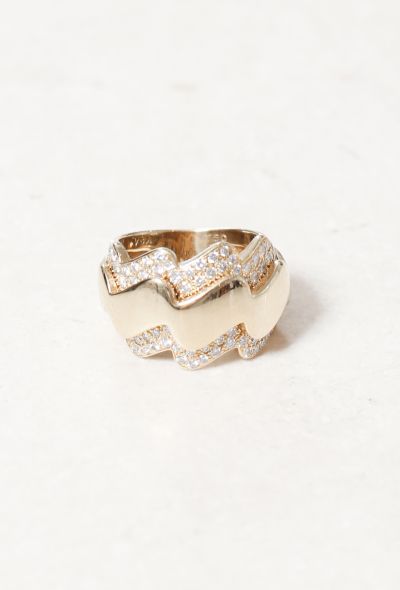                            18k Gold & Diamond Wave Ring - 2