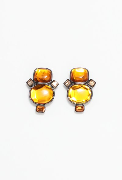                                         Vintage Glossy Stone Clip-On Earrings-2