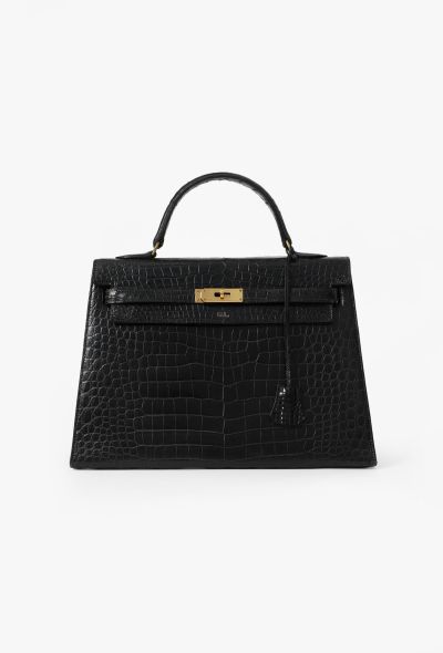 Hermès Black Porosus Kelly Sellier 32, 1964 - 1