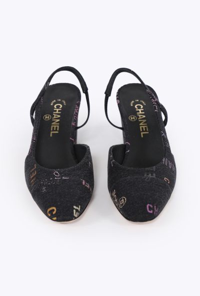 Chanel 2022 Denim Logo Slingbacks - 2
