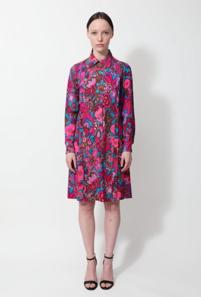                                         1972 Wool Floral Pleated Dress-1
