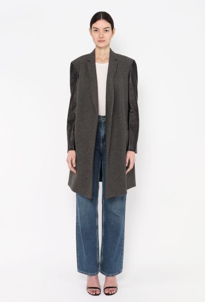 Céline 2011 Leather Trim Crombie Coat - 1 Céline 2011 Leather Trim Crombie Coat - 1