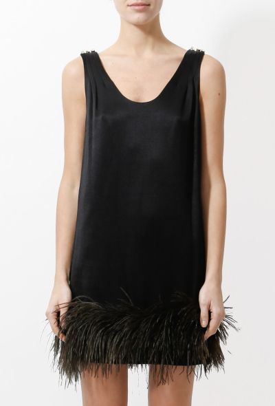 Satin Feather Trim Jacket and Dress Ensemble - 2 Satin Feather Trim Jacket and Dress Ensemble - 2