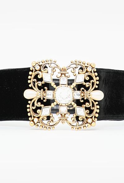 Christian Dior Vintage Strass Embellished Velvet Belt - 2
