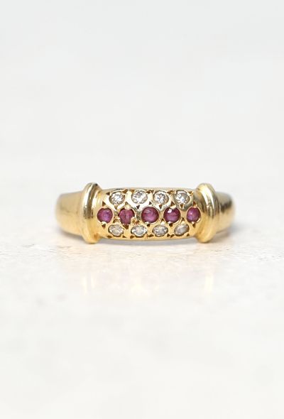 Vintage & Antique 18k Gold, Diamond & Ruby Band Ring Set - 2