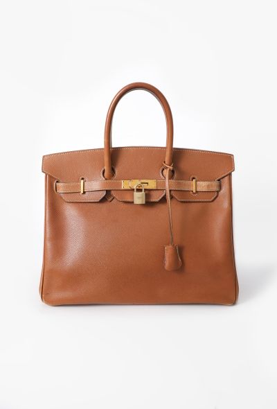 Hermès Beautifully Patinated Vintage Gold Courchevel Birkin 35 - 1