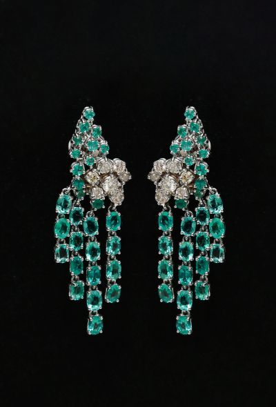                                         18K Gold & Emerald Pendant Earrings -1
